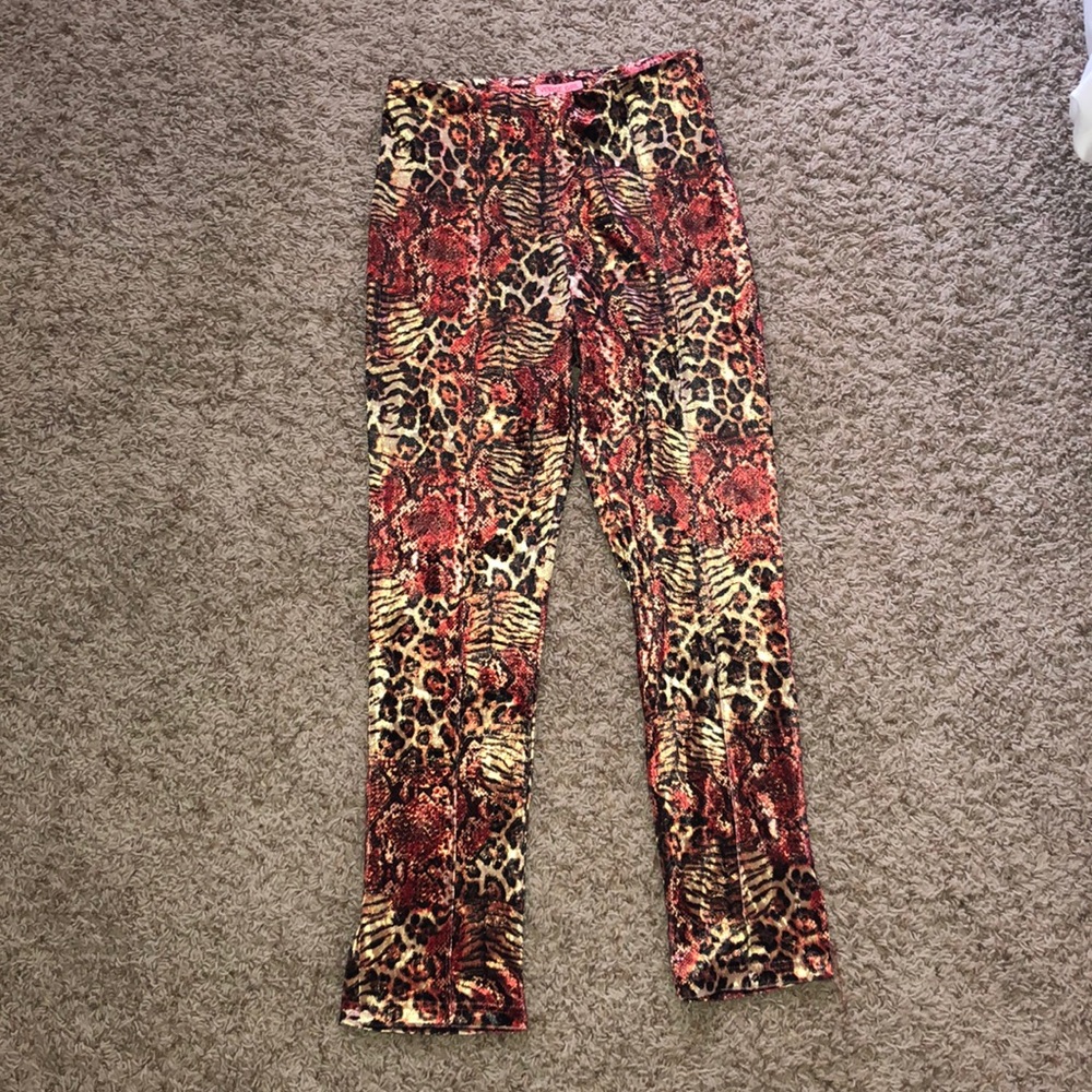 velvet printed pants